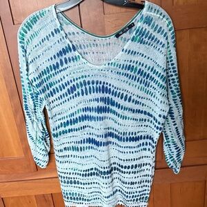 NIC+ZOE Blue and Green Patterned Tunic